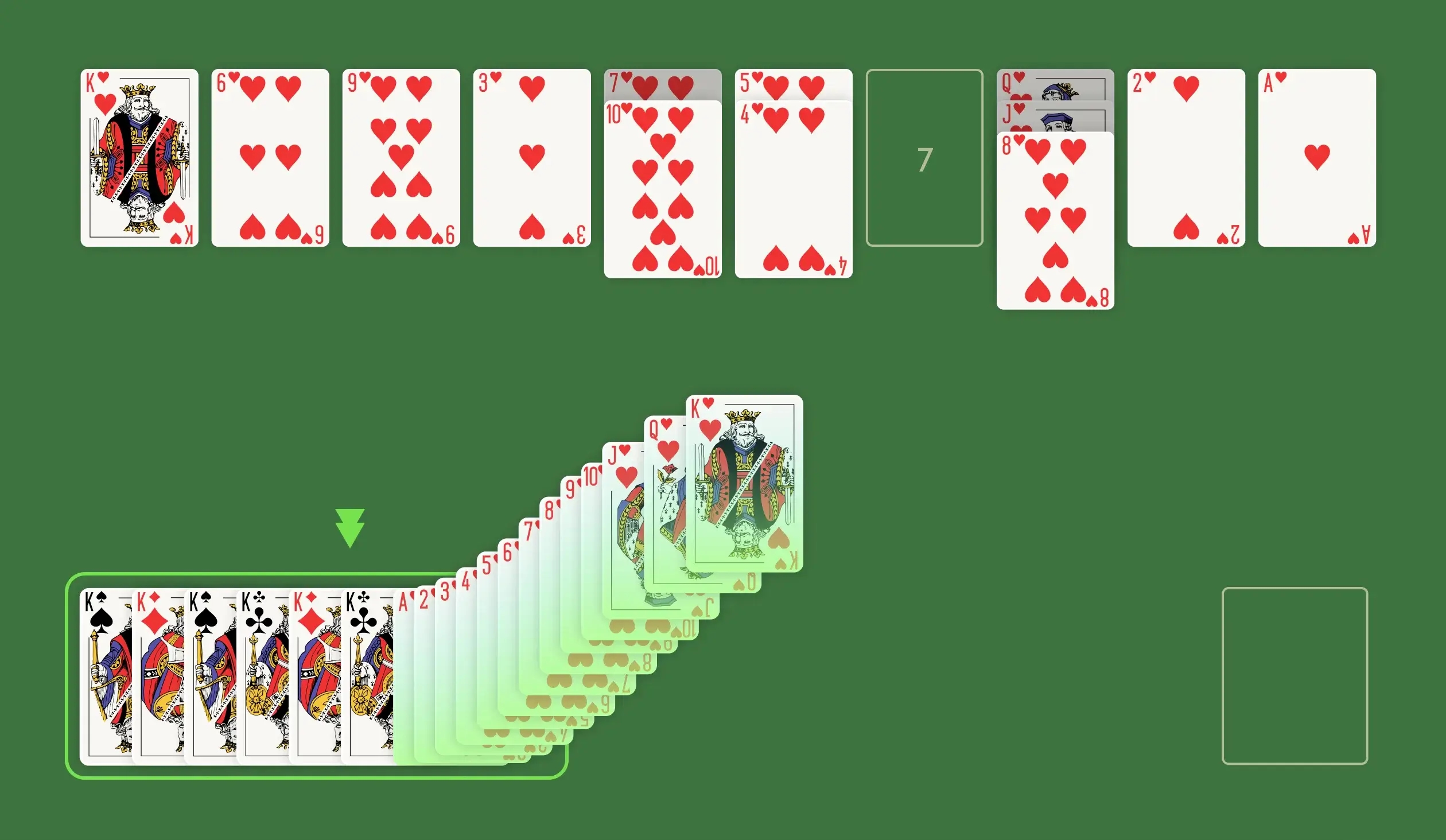 Winning 4 Suits Spider Solitaire is only as easy as the confidence you feel while playing the game. Once you completely form the 4 different suits within the Tableau, you will win the game.