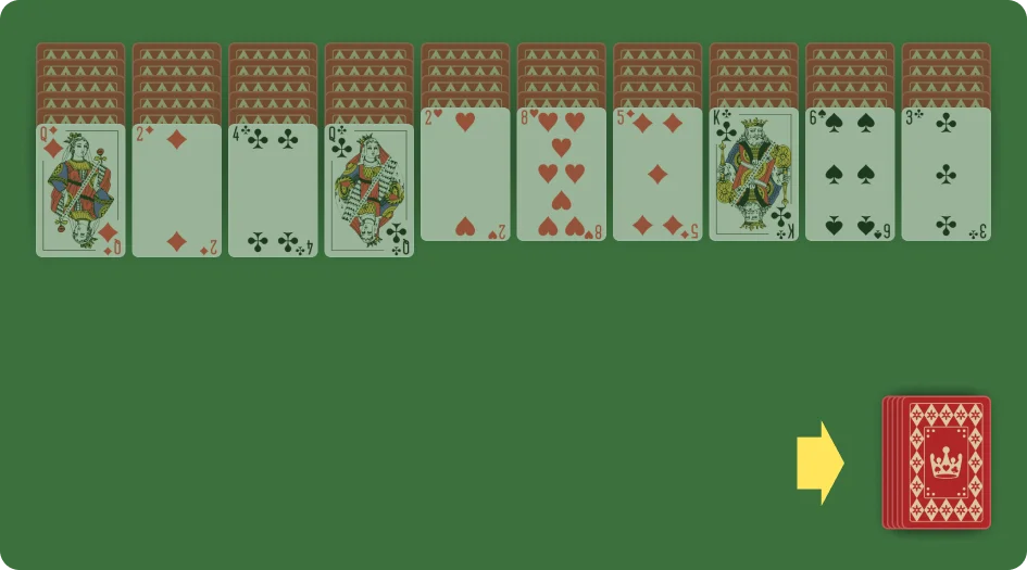 4 Suits Spider Solitaire the stockpile