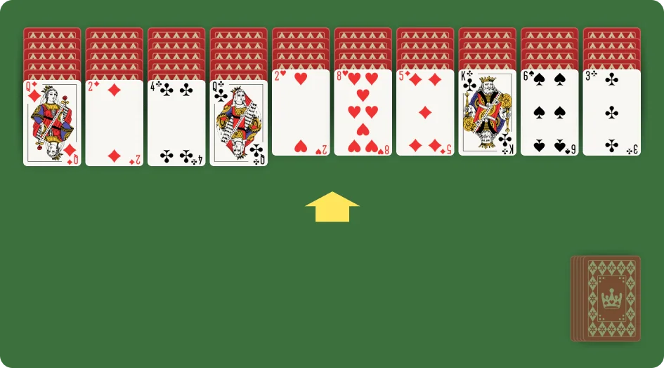 4 Suits Spider Solitaire - the tableau